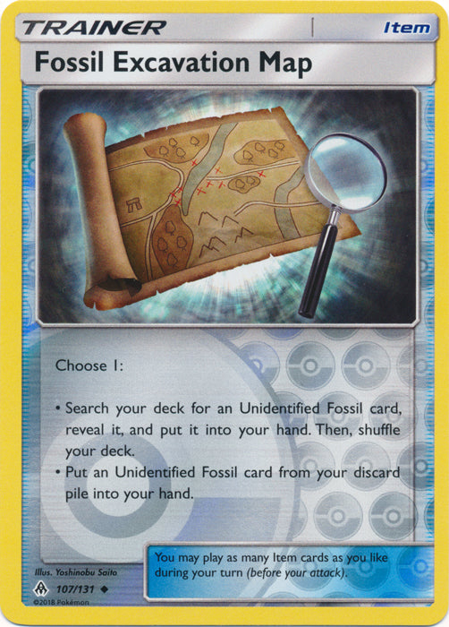 Fossil Excavation Map - 107/131 - Uncommon - Reverse Holofoil