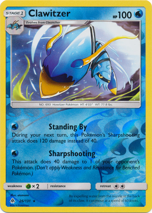 Clawitzer - 26/131 - Rare - Reverse Holofoil