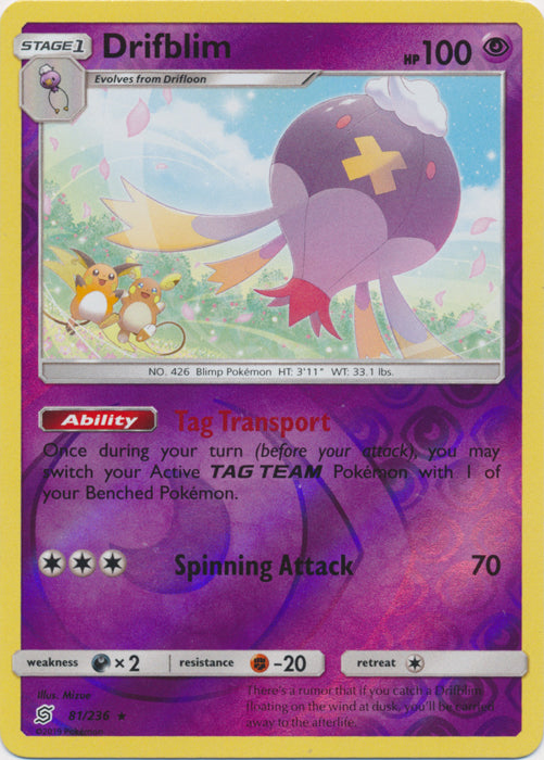 Drifblim - 81/236 - Rare - Reverse Holofoil