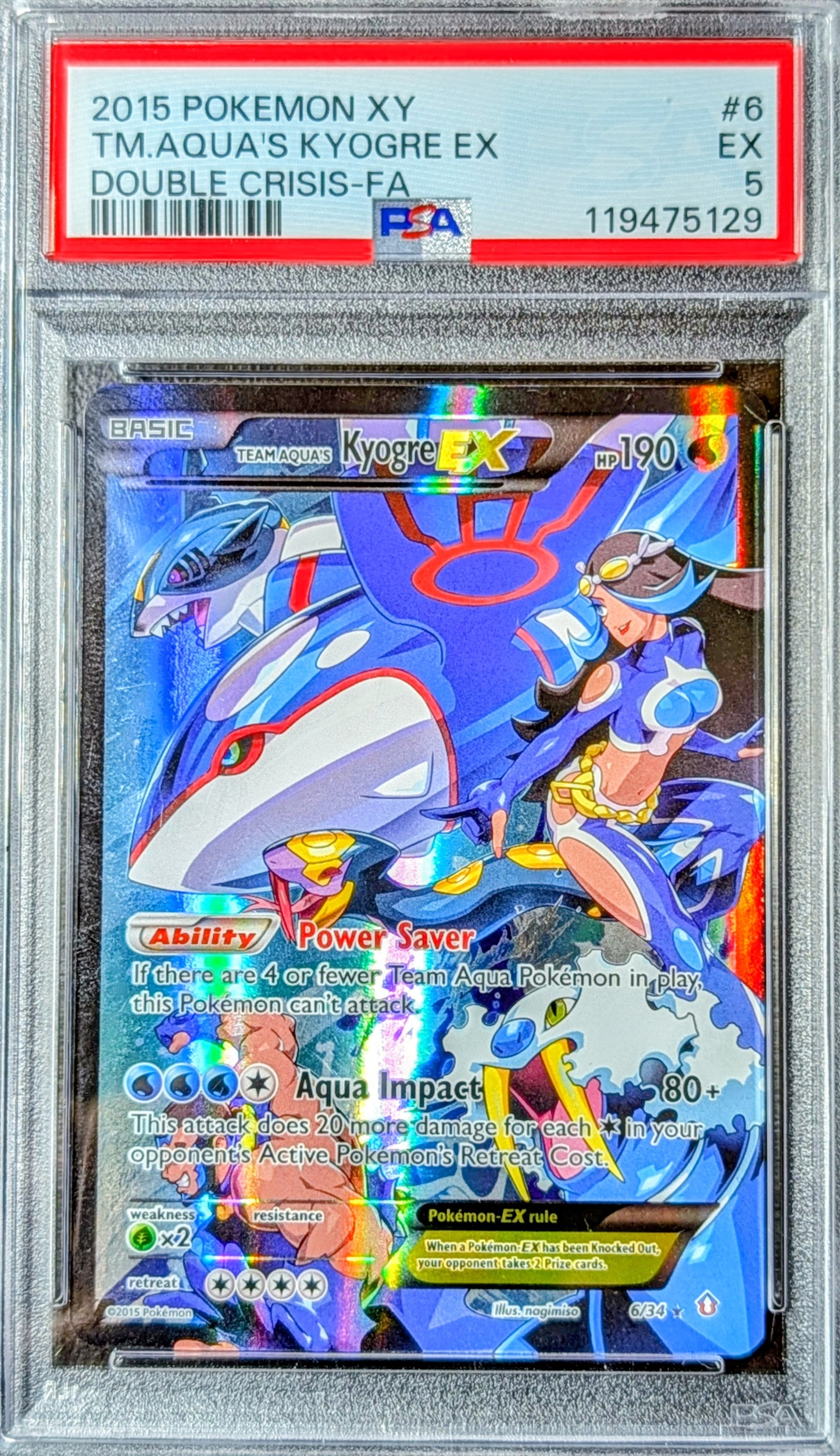 PSA 5 Team Aqua's Kyogre EX 6/34