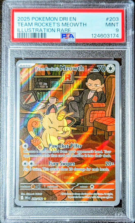 PSA 9 Team Rocket's Meowth 203/182