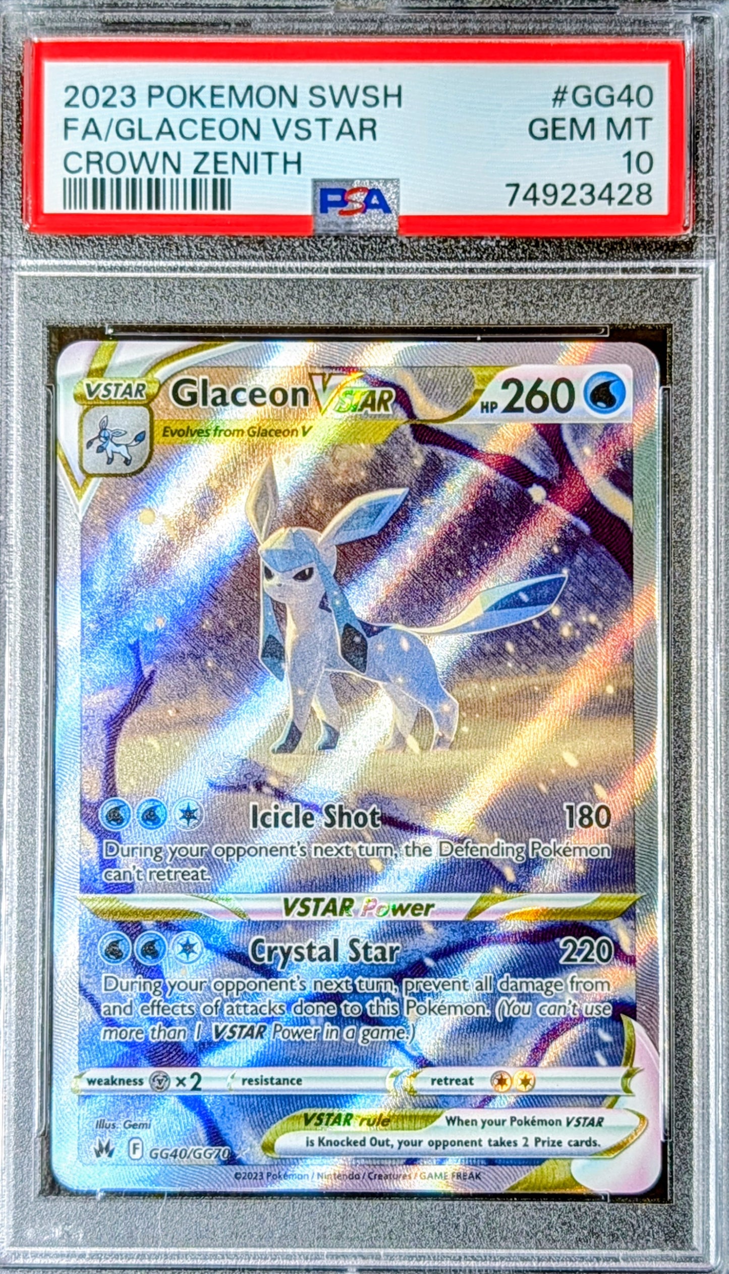PSA 10 Glaceon VSTAR GG40/GG70