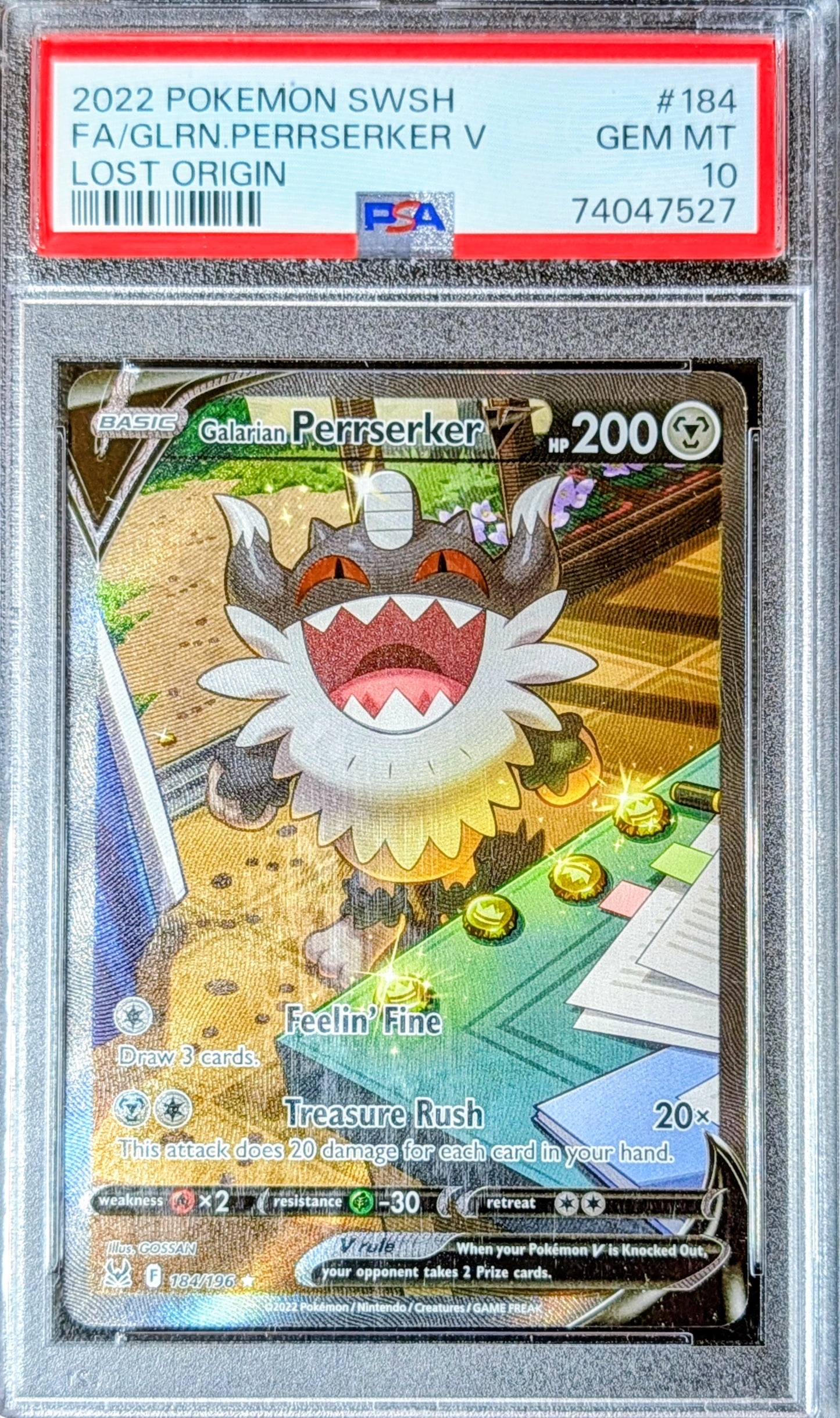 PSA 10 Galarian Perrserker V 184/196