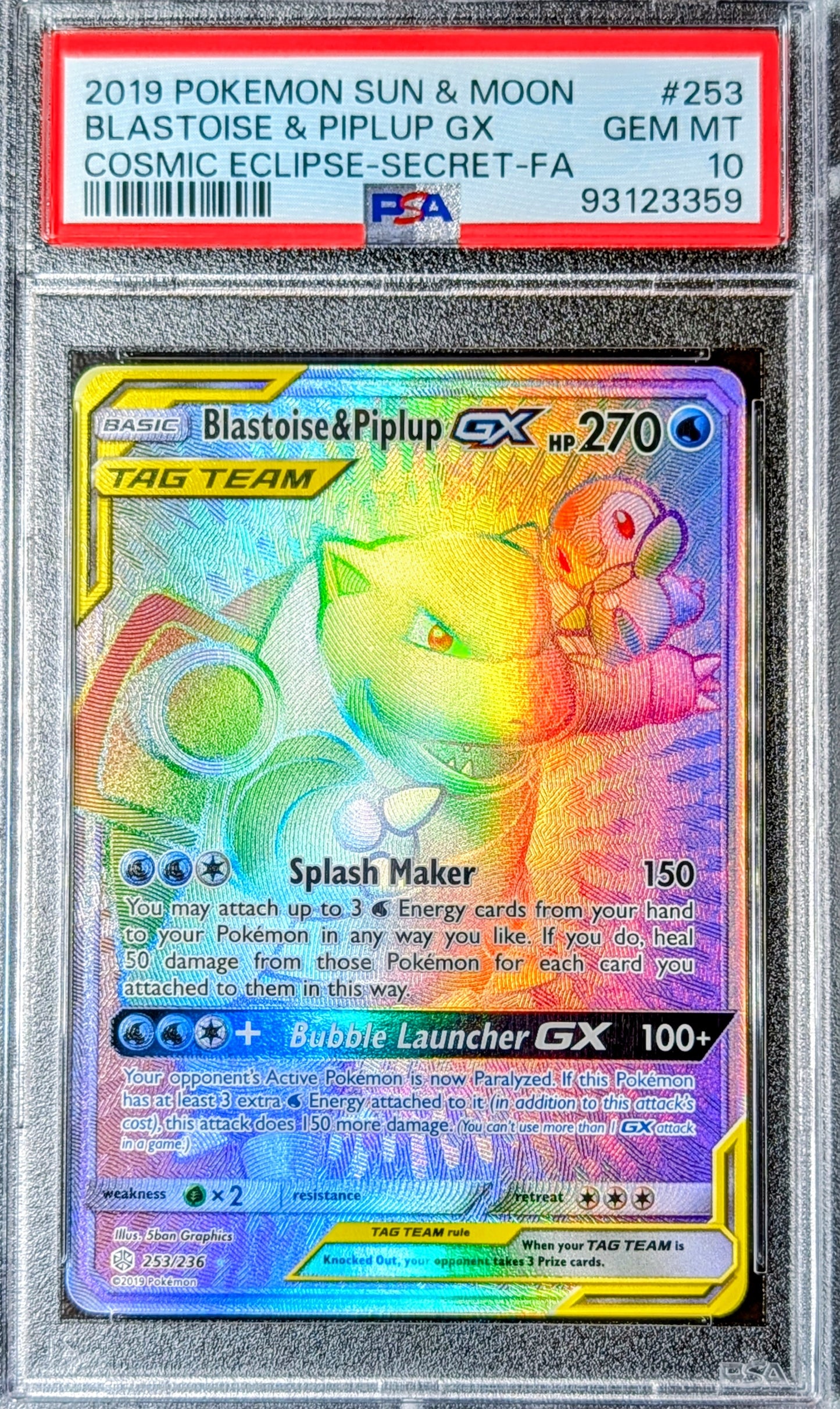 PSA 10 Blastoise & Piplup GX 253/236