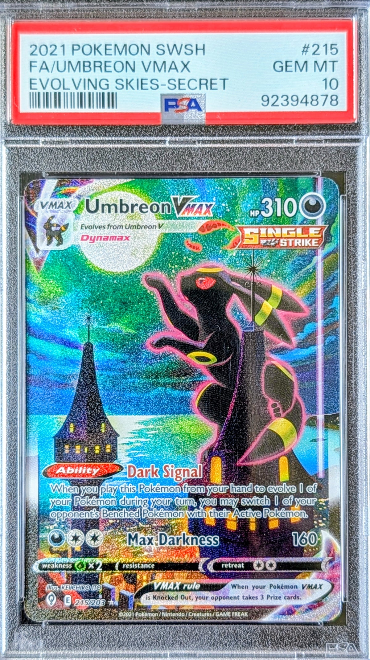 PSA 10 Umbreon VMAX 215/203