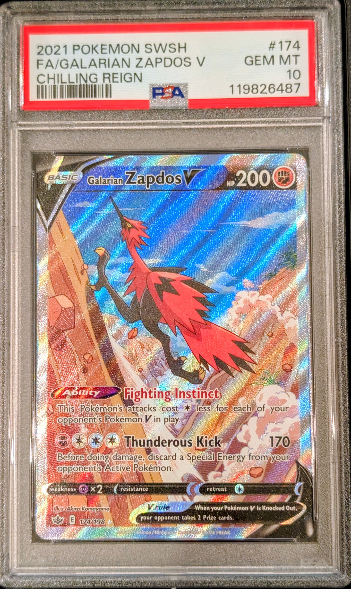 PSA 10 Galarian Zapdos V 174/198