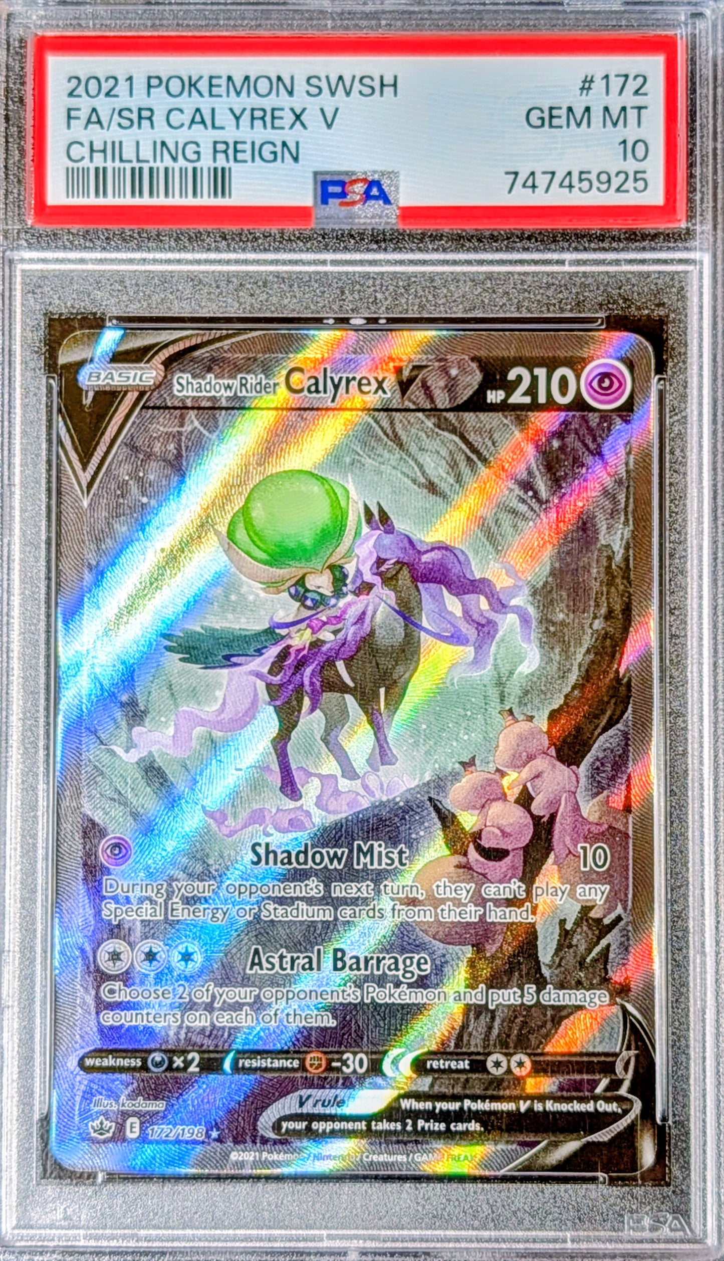 PSA 10 Shadow Rider Calyrex V 172/198