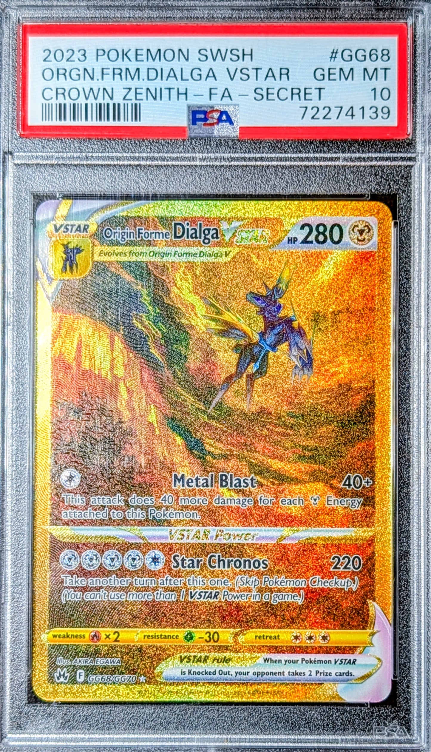 PSA 10 Origin Forme Dialga VSTAR GG68/GG70