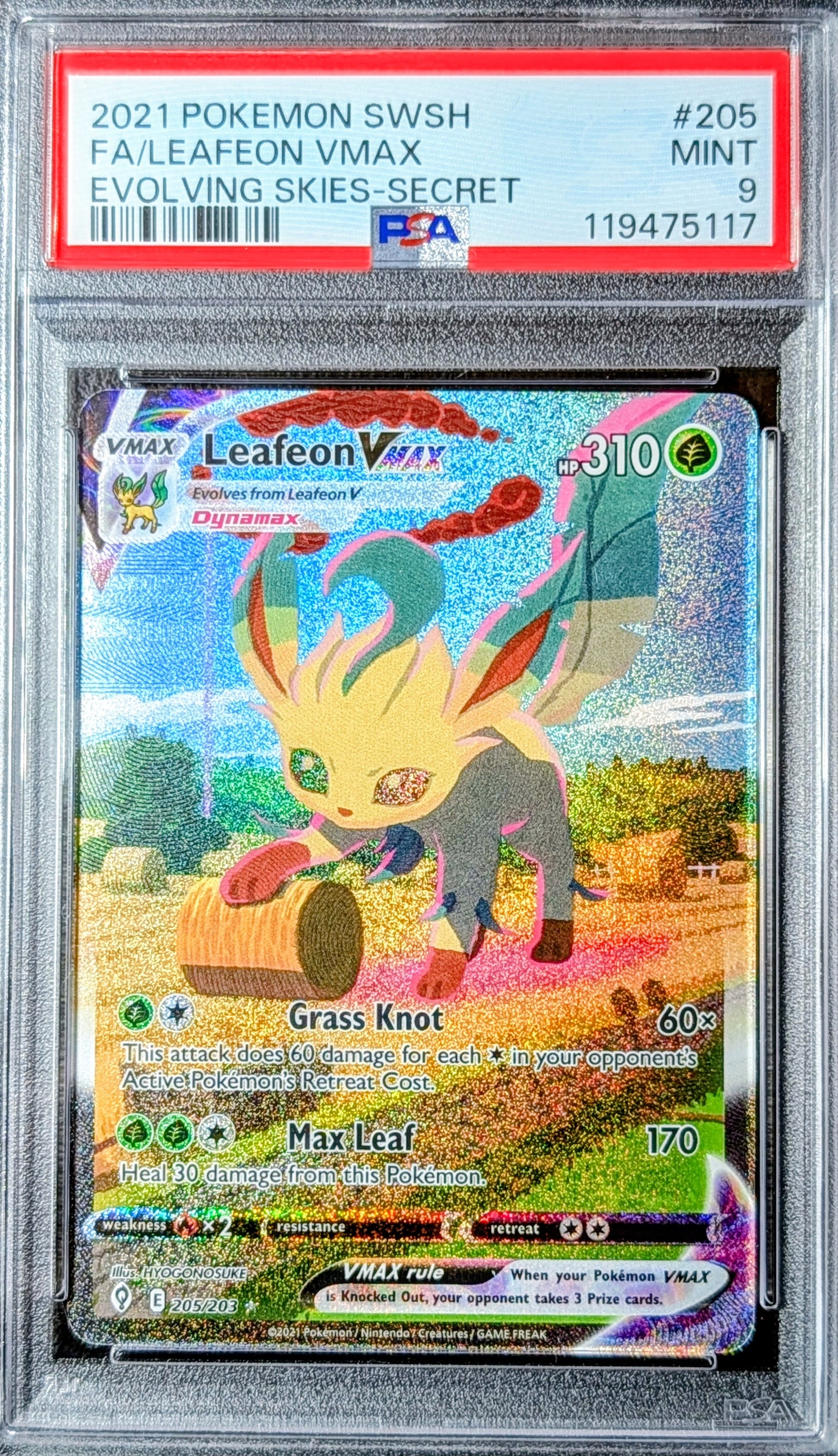 PSA 9 Leafeon VMAX 205/203