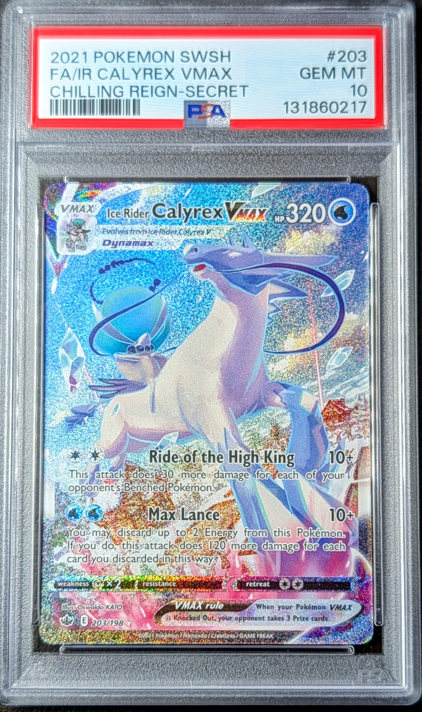 PSA 10 Ice Rider Calyrex VMAX 203/198