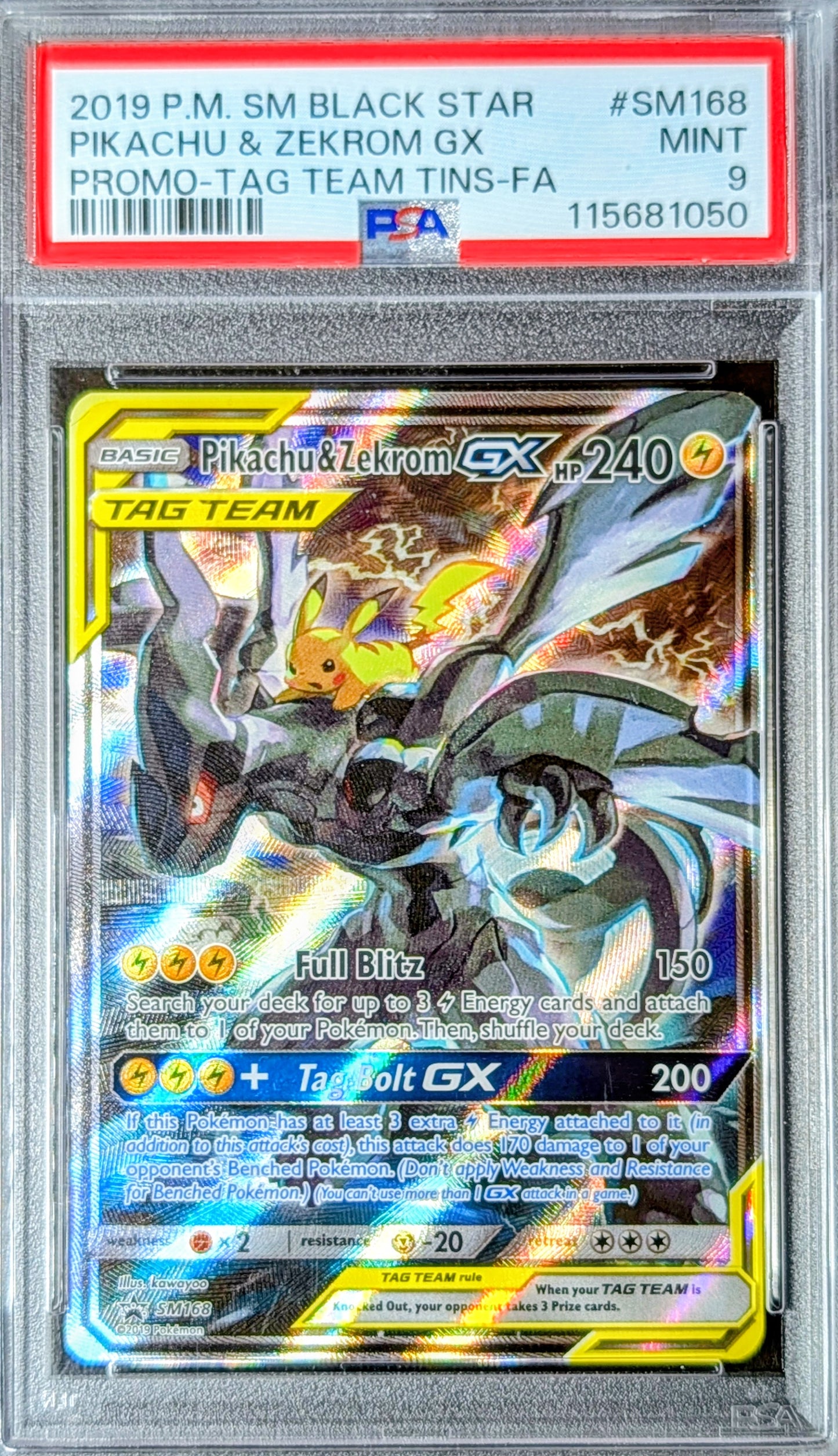 PSA 9 Pikachu & Zekrom GX SM168