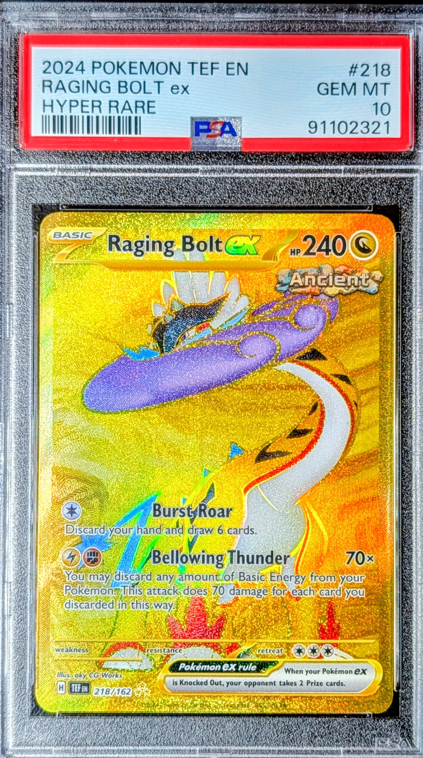 PSA 10 Raging Bolt EX 218/162
