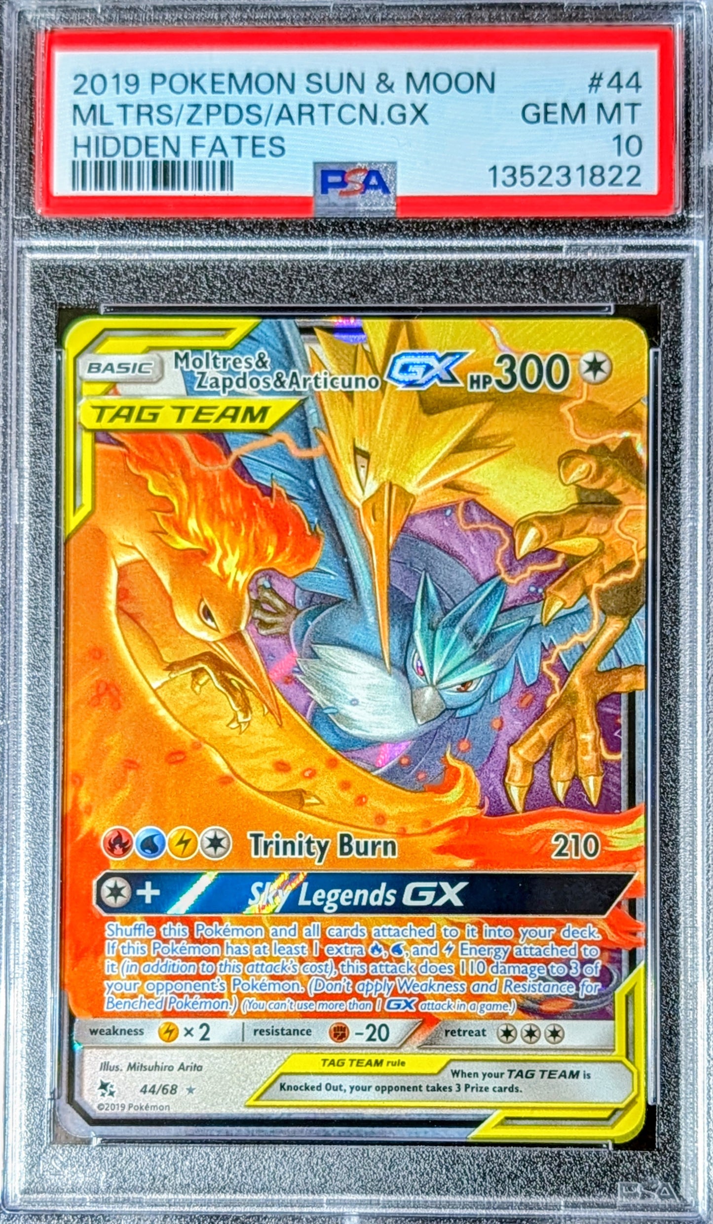 PSA 10 Moltres & Zapdos & Articuno GX 44/68