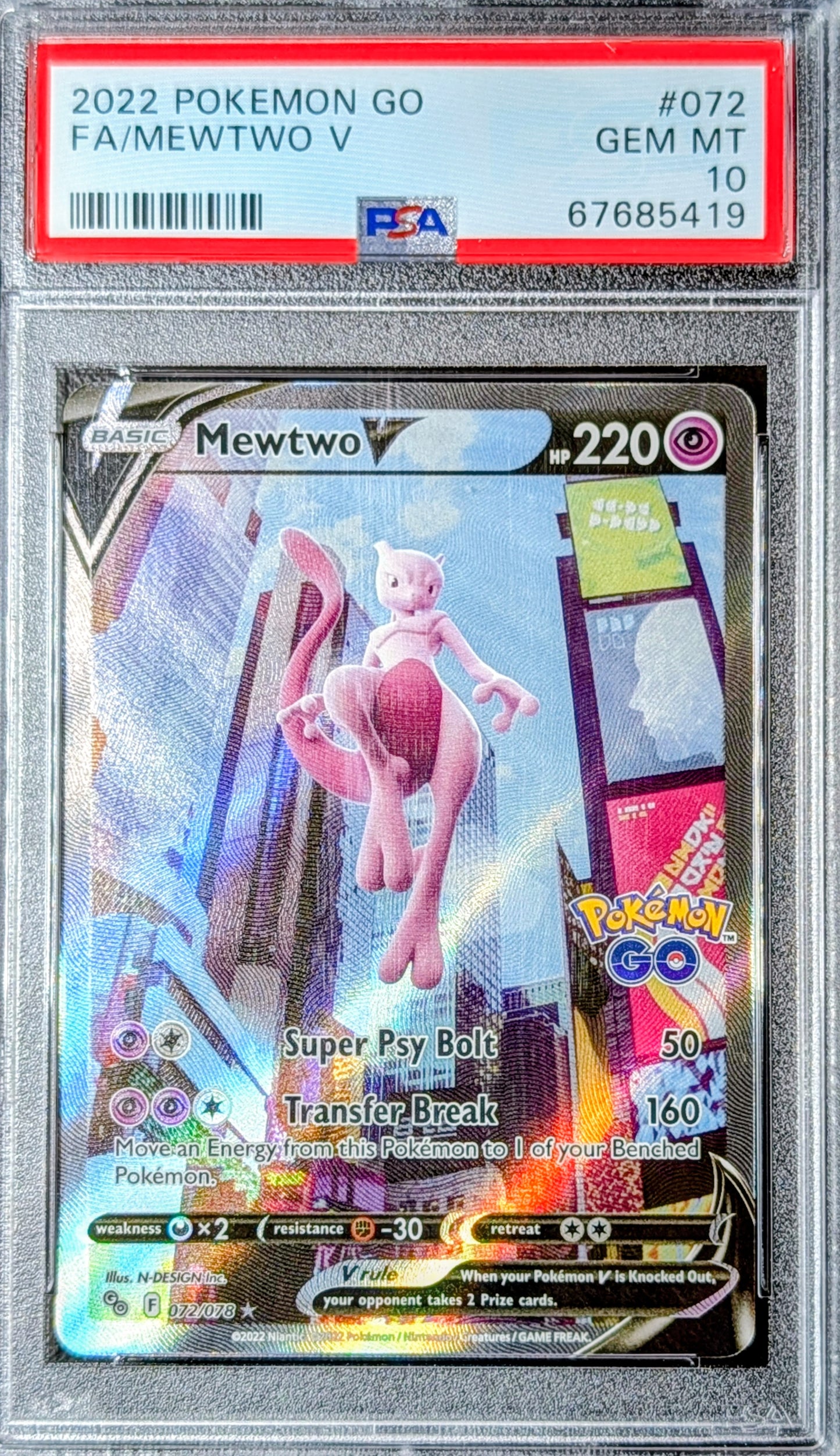 PSA 10 Mewtwo V 072/078