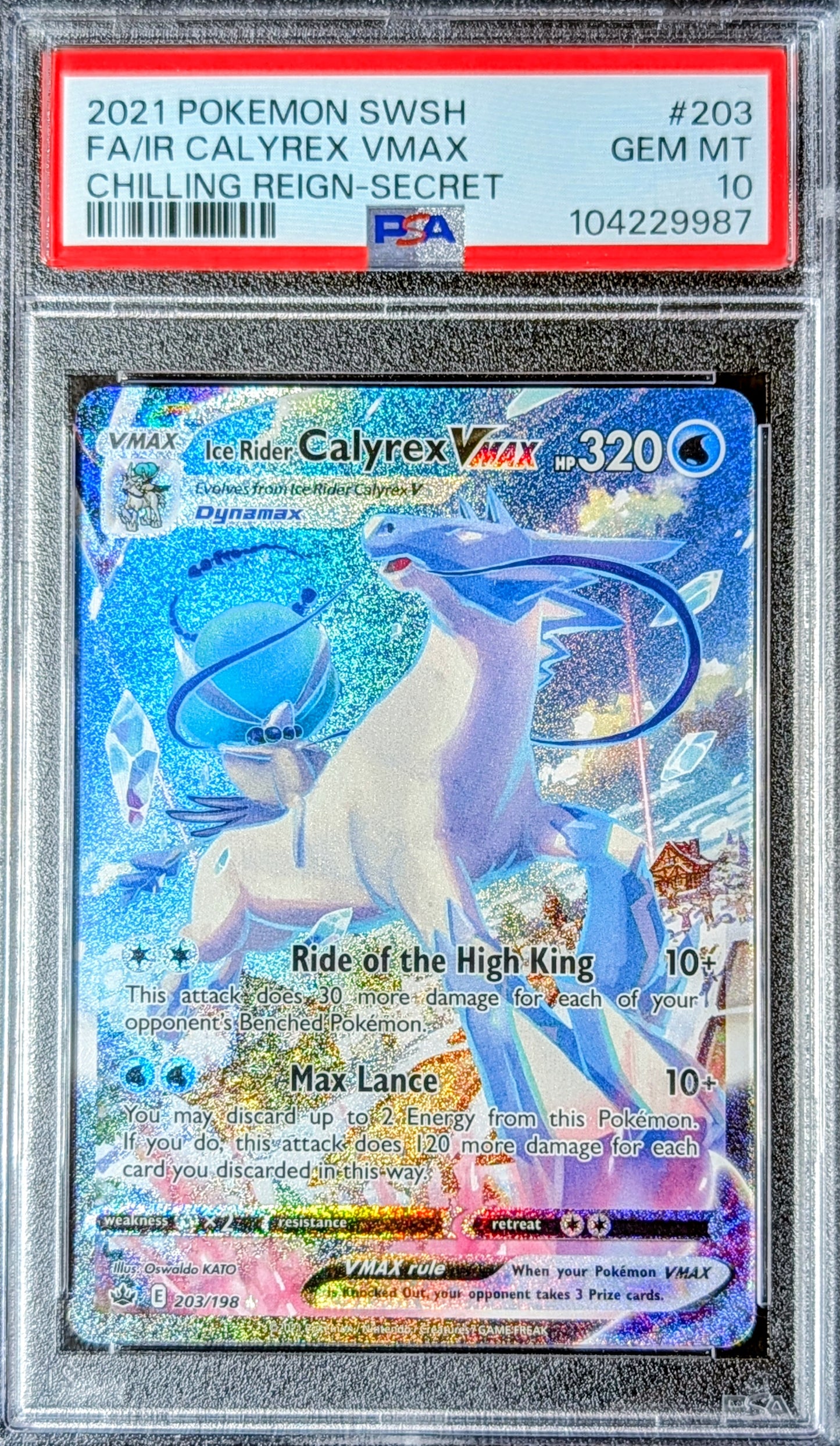 PSA 10 Ice Rider Calyrex VMAX 203/198