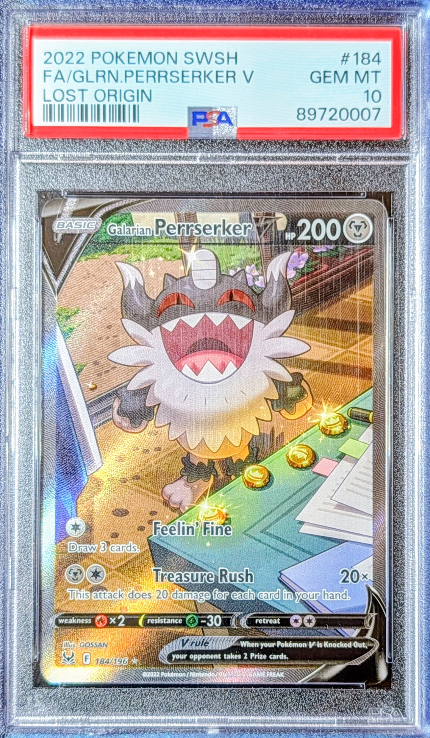 PSA 10 Galarian Perrserker V 184/196