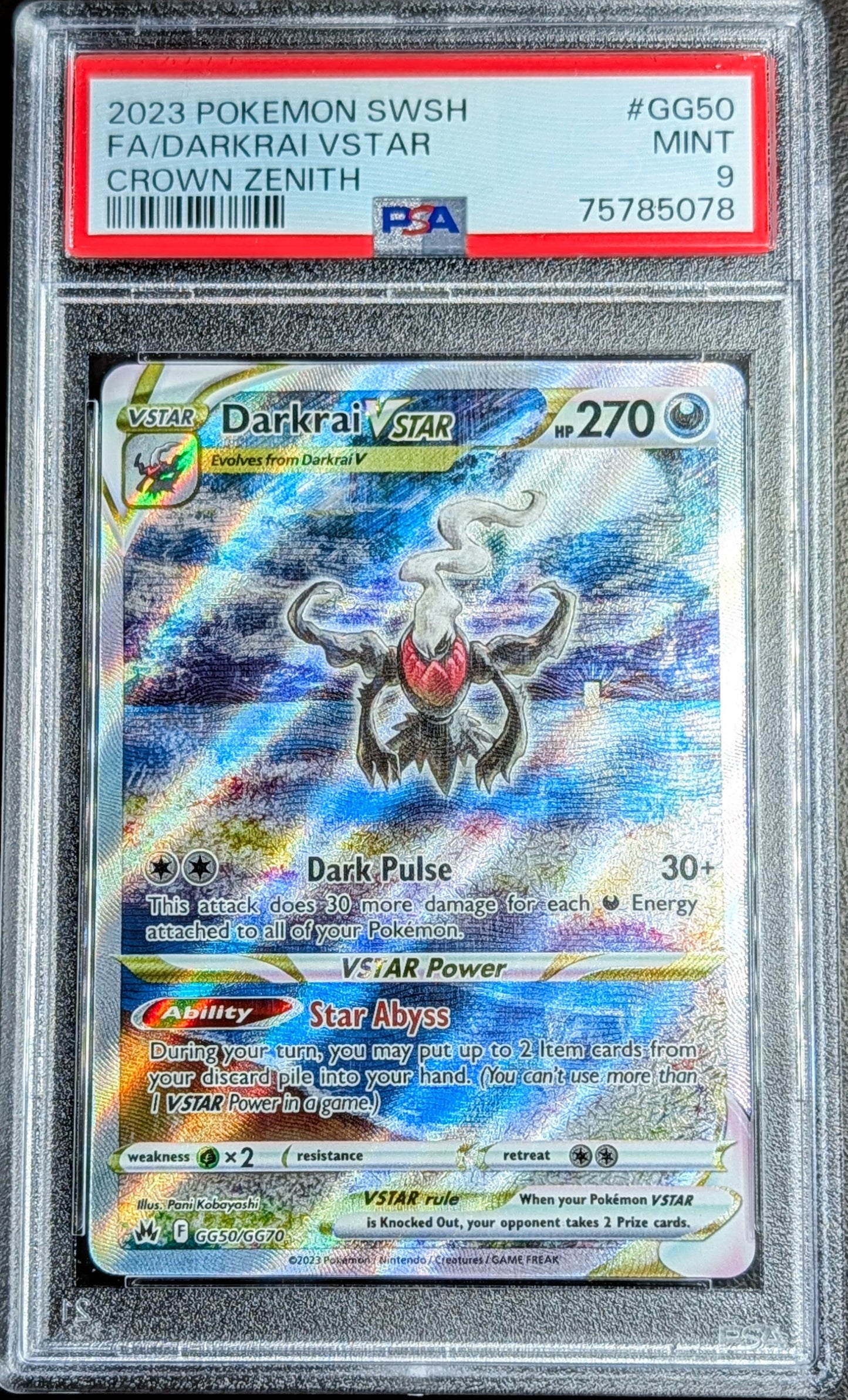 PSA 9 Darkrai VSTAR GG50/GG70