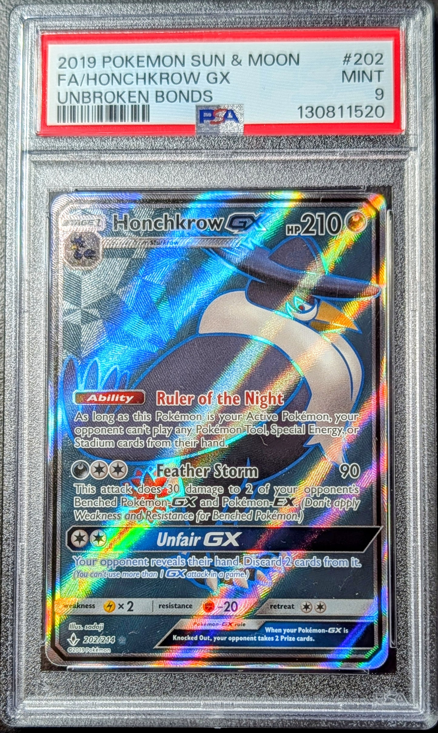 PSA 9 Honchkrow GX 202/214