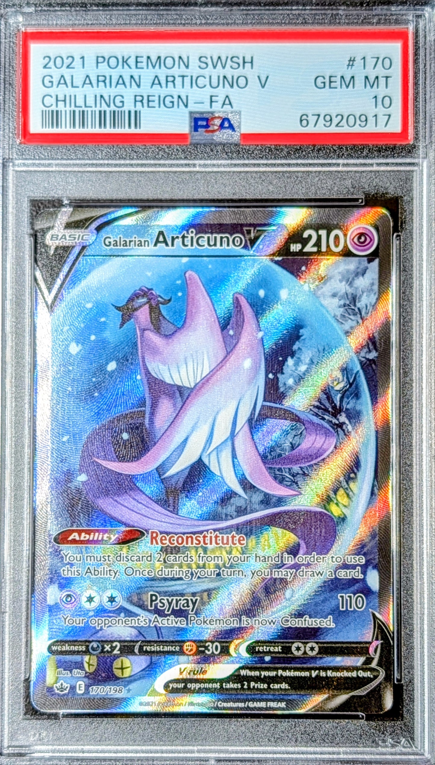 PSA 10 Galarian Articuno 170/198