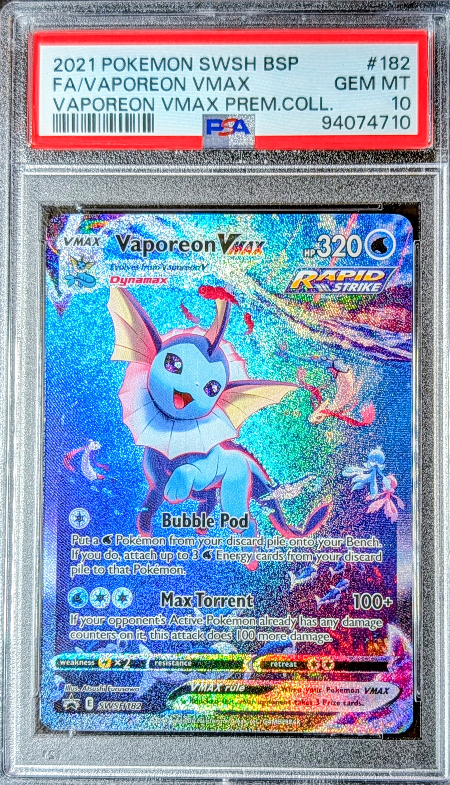 PSA 10 Vaporeon VMAX SWSH182