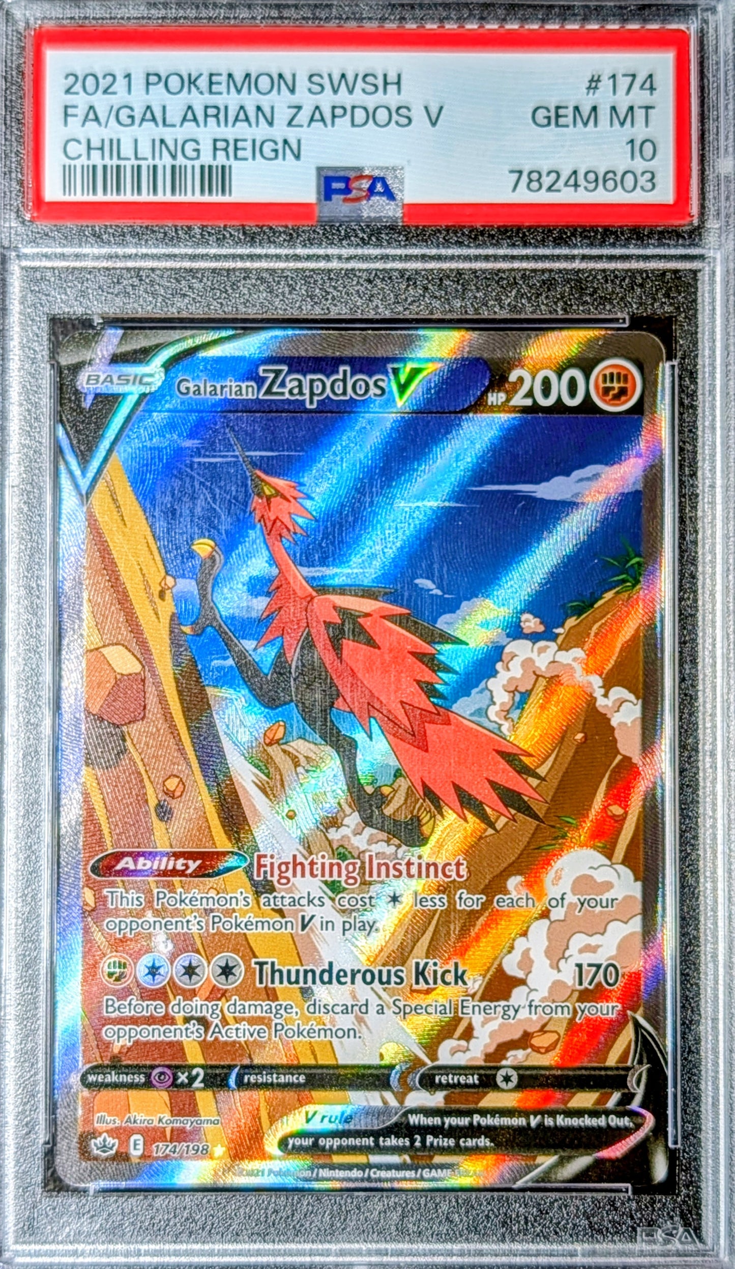 PSA 10 Galarian Zapdos V 174/198