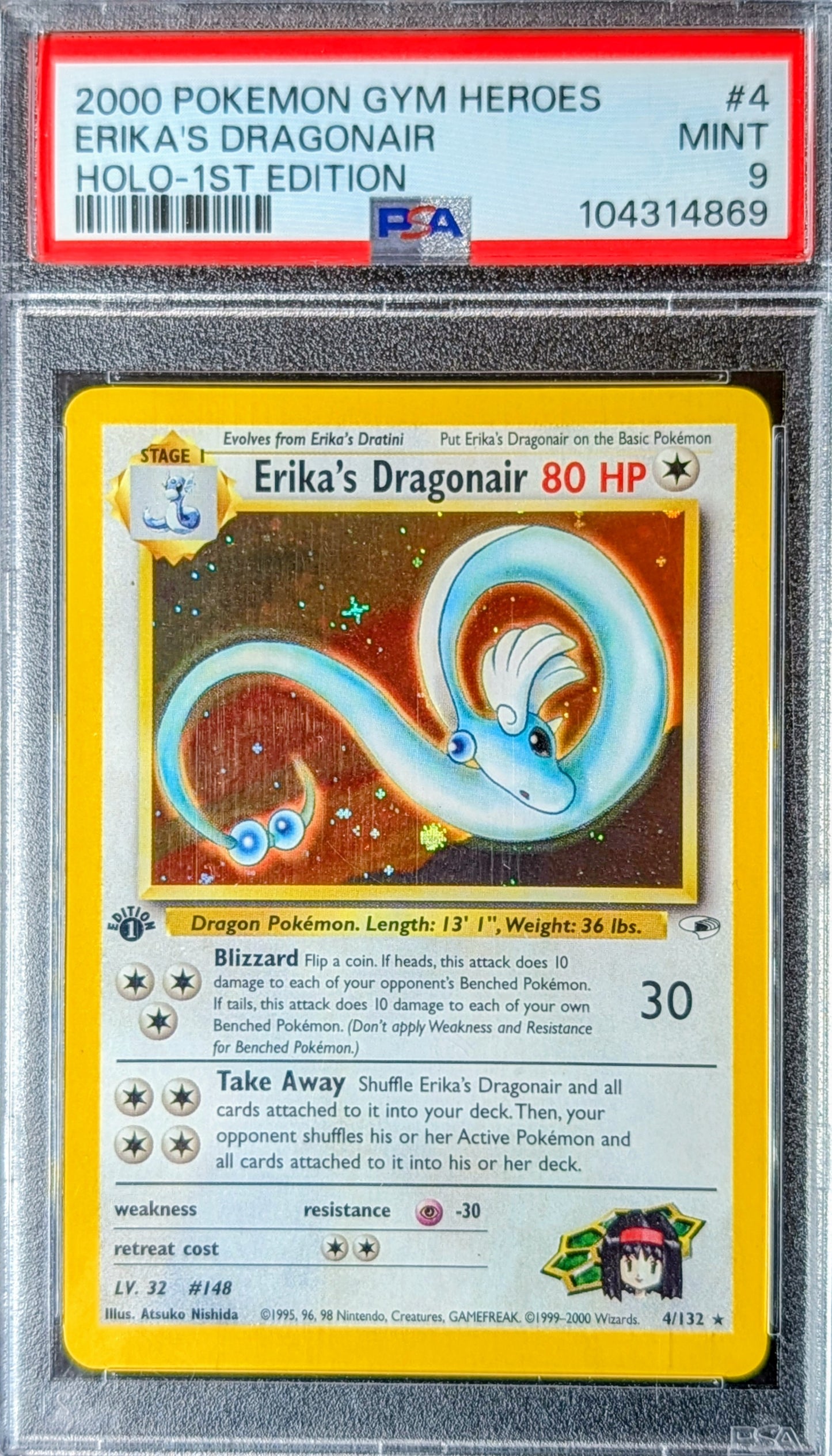 PSA 9 1st Edition Erika's Dragonair 4/132