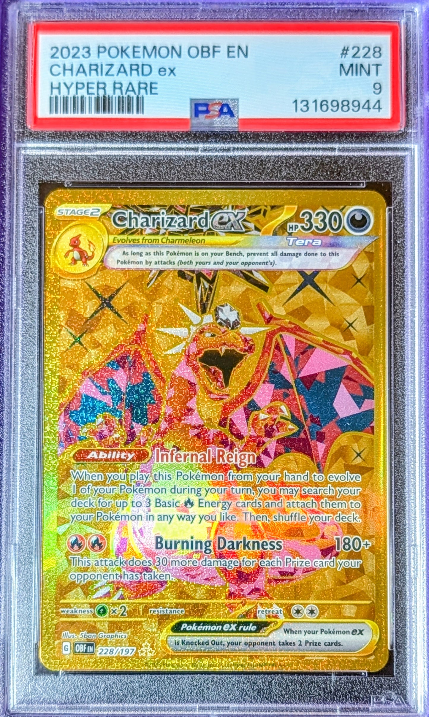 PSA 9 Charizard EX 228/197